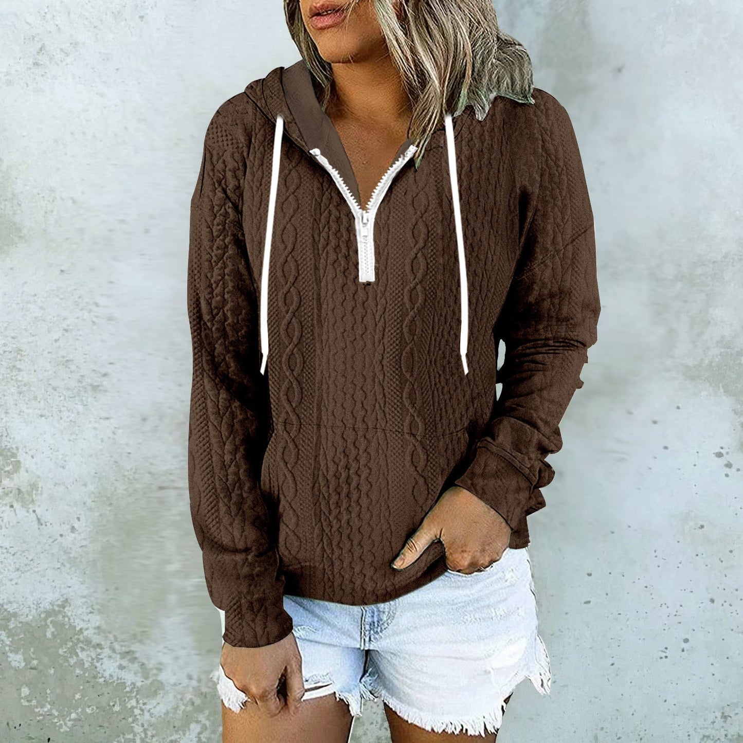 Women’s Twist Texture Zip-Up Hoodie