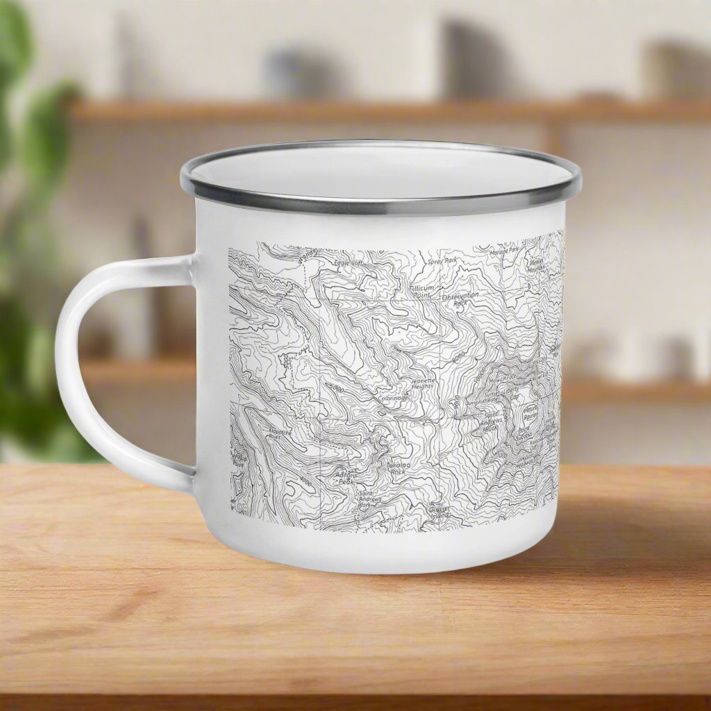 Mount Rainier Topographic Durable Enamel Camp Mug USGS National Park Map