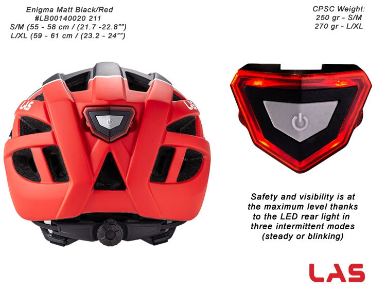 LAS Enigma Cycling Helmet - Matte Black/Red