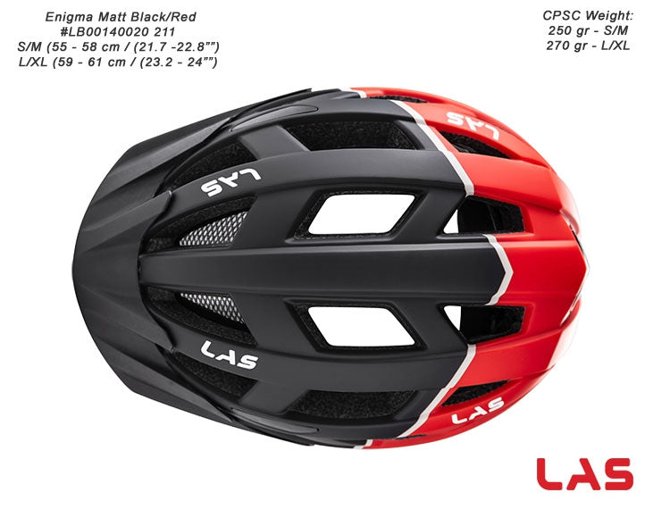 LAS Enigma Cycling Helmet - Matte Black/Red