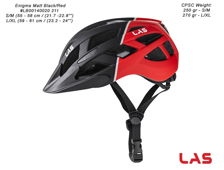 LAS Enigma Cycling Helmet - Matte Black/Red