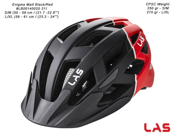 LAS Enigma Cycling Helmet - Matte Black/Red