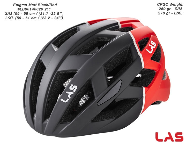 LAS Enigma Cycling Helmet - Matte Black/Red