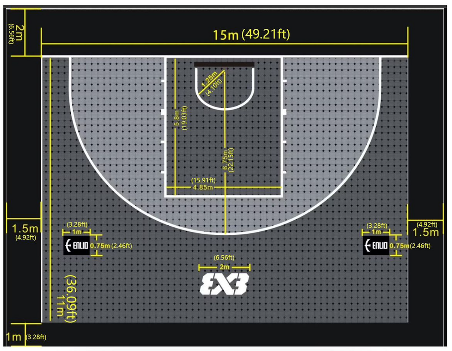 Rental Enlio Official FIBA 3x3 Basketball Court