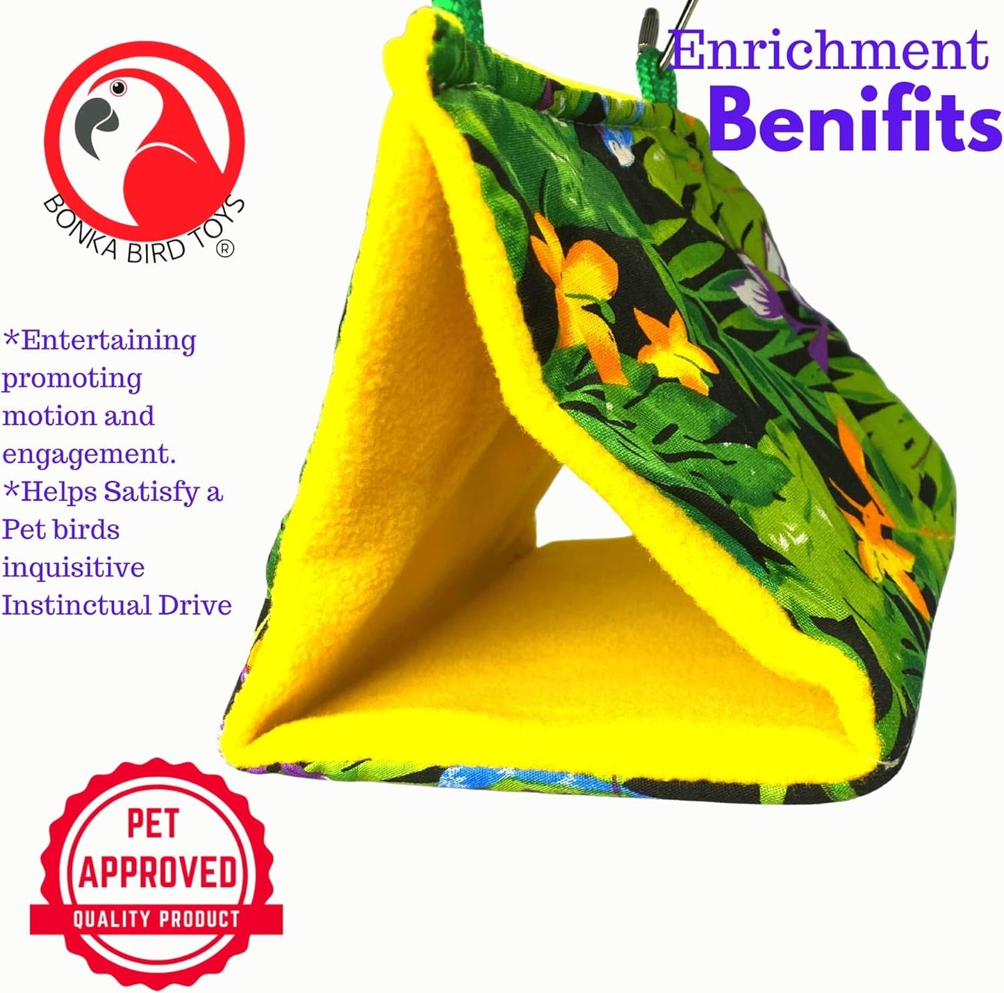 1689 Small Bonka Happy Hut Fabric Soft Colorful Parrotlet Budgie Cockatiel Parakeet