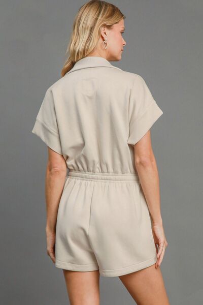 Umgee Full Size Half Sleeve Dolman Sleeved Romper Plus Size