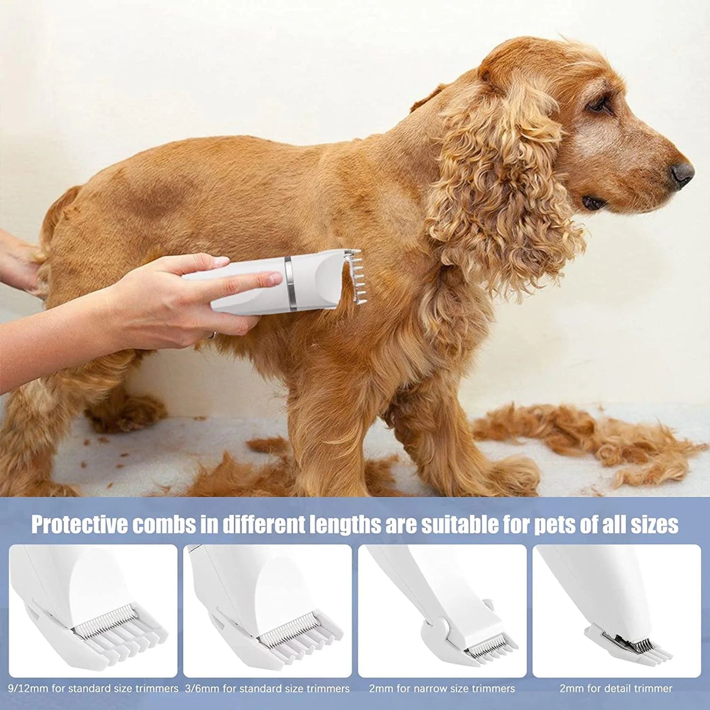 Groom Your Furry Friends Like a Pro! 🐶✂️ Rechargeable, Low Noise Dog Clippers with 4 Trimmer Heads for All Pets!