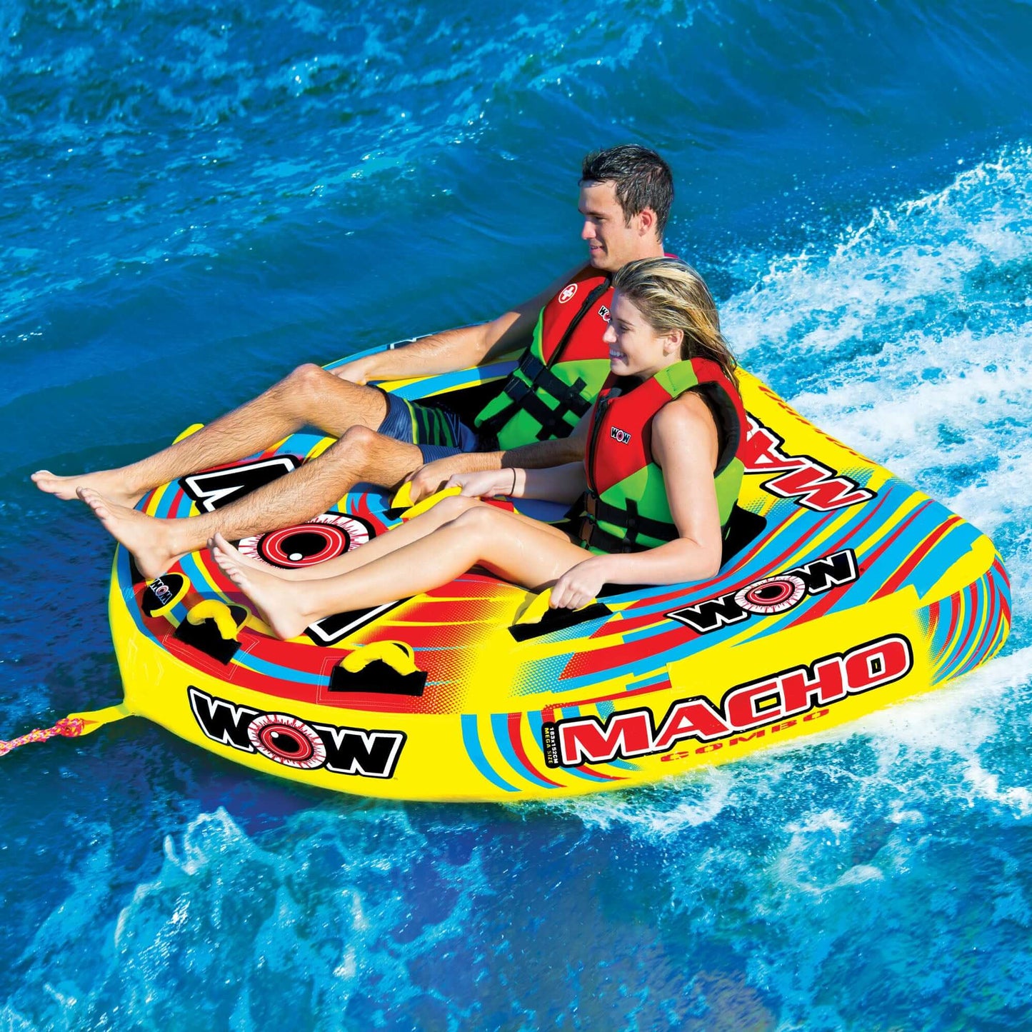WOW Sports Macho 1-3 Person Towable Water Tube For Pool and Lake (16-1030)