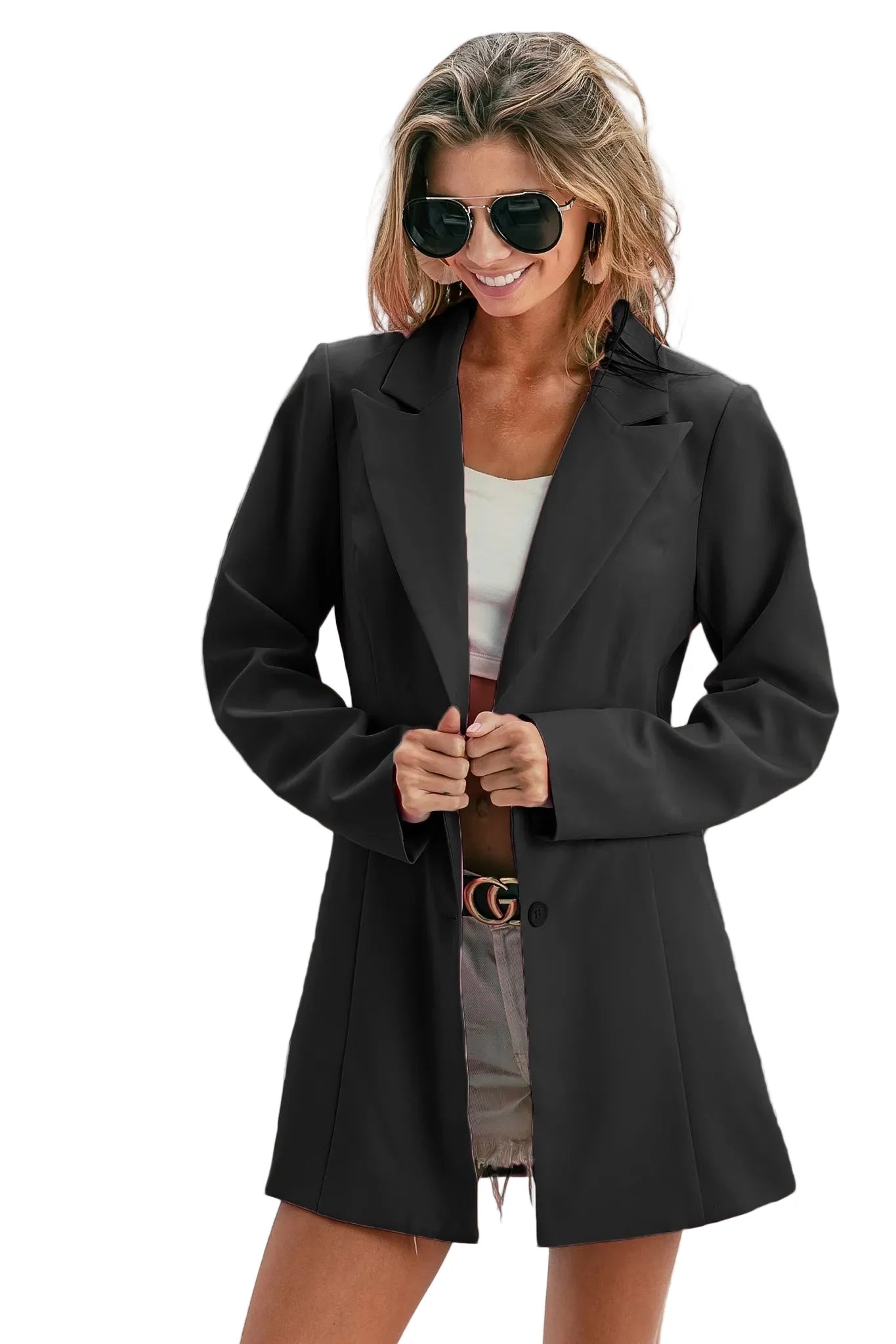 Single Breasted Peaked Lapel Blazer