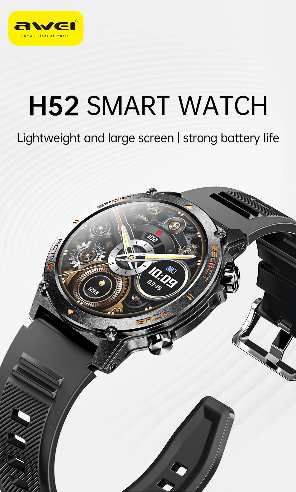 AWEI AMOLED Smartwatch H52 Multiple Colors
