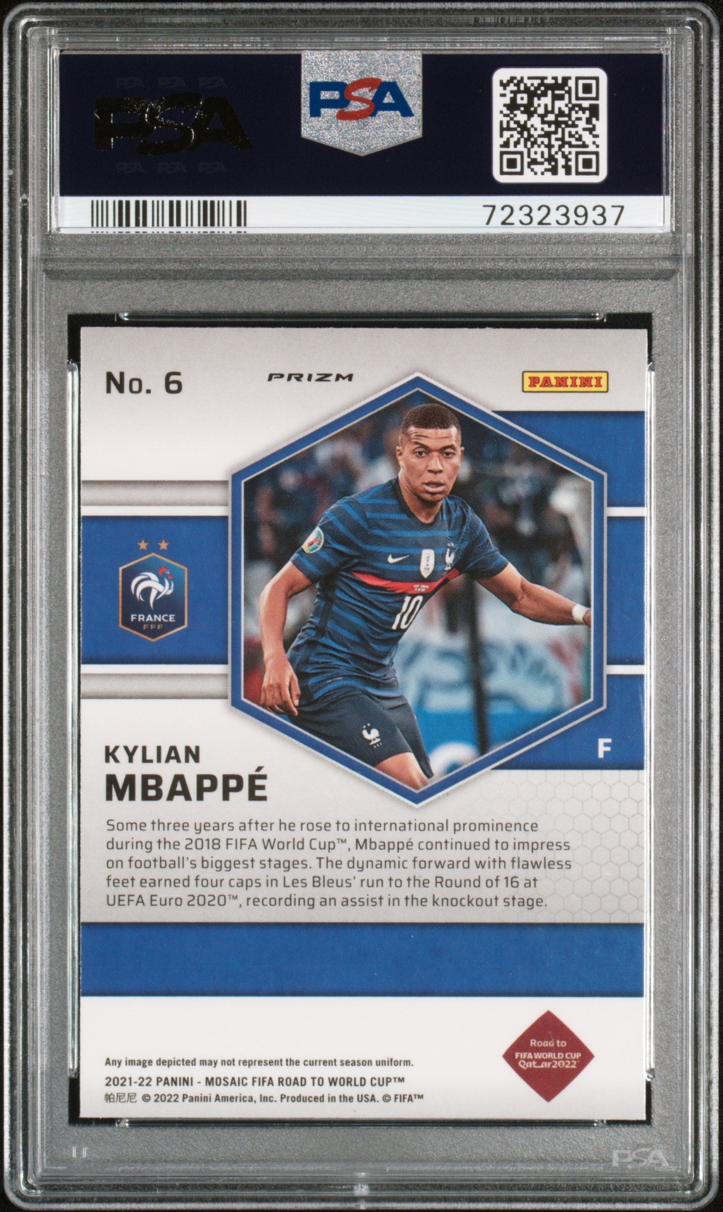 Graded 2021 Panini Mosaic FIFA Road to World Cup Kylian Mbappe #6 Reactive Red Soccer Card PSA 10 Gem Mint