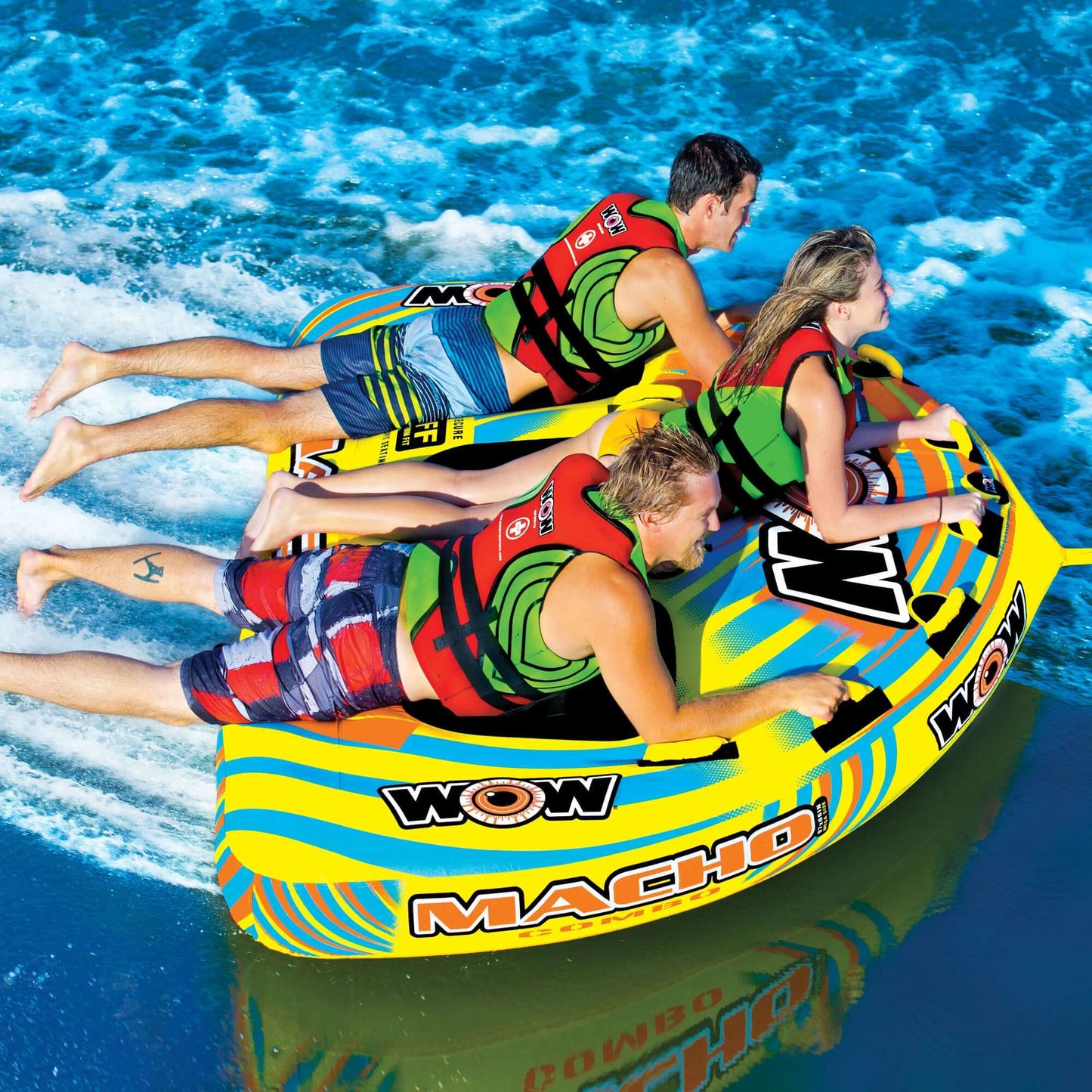 WOW Sports Macho 1-3 Person Towable Water Tube For Pool and Lake (16-1030)