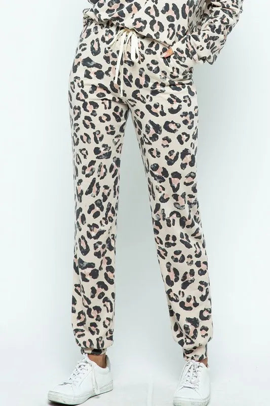 BiBi Leopard Casual Pants with Side Pockets