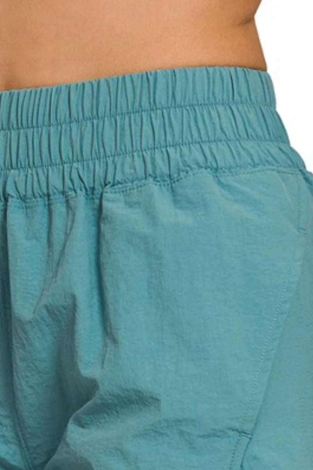 Zenana Windbreaker Smocked Waistband Running Shorts