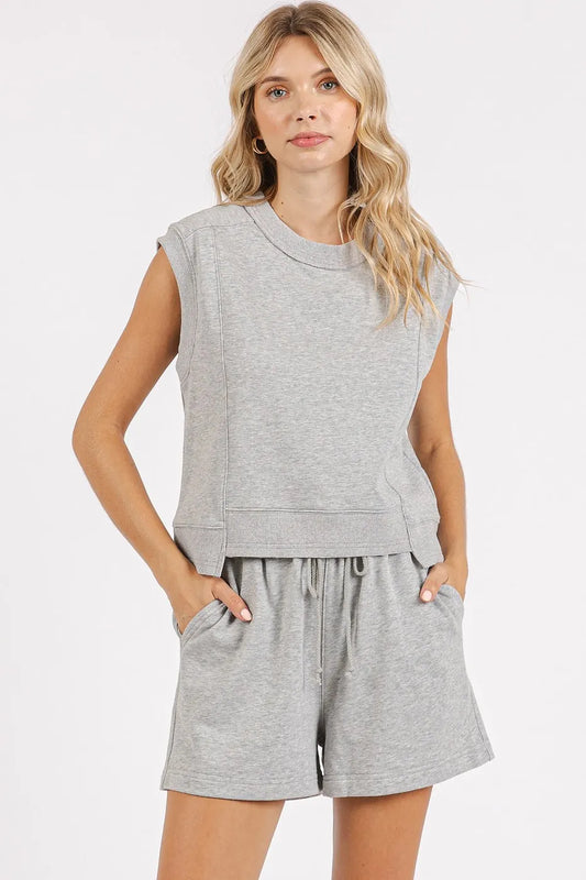 Mittoshop French Terry Crew Neck Top and Shorts Set