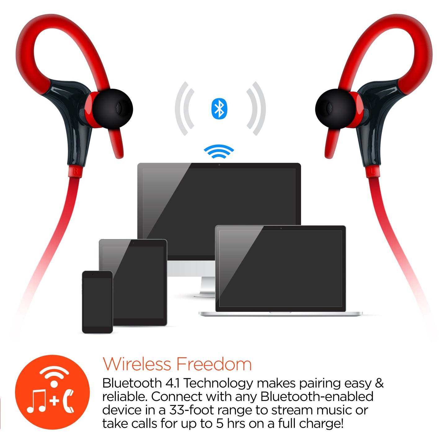 HyperGear Marathon Sport Wireless Bluetooth Earphones (MARPHONES-PRNT)
