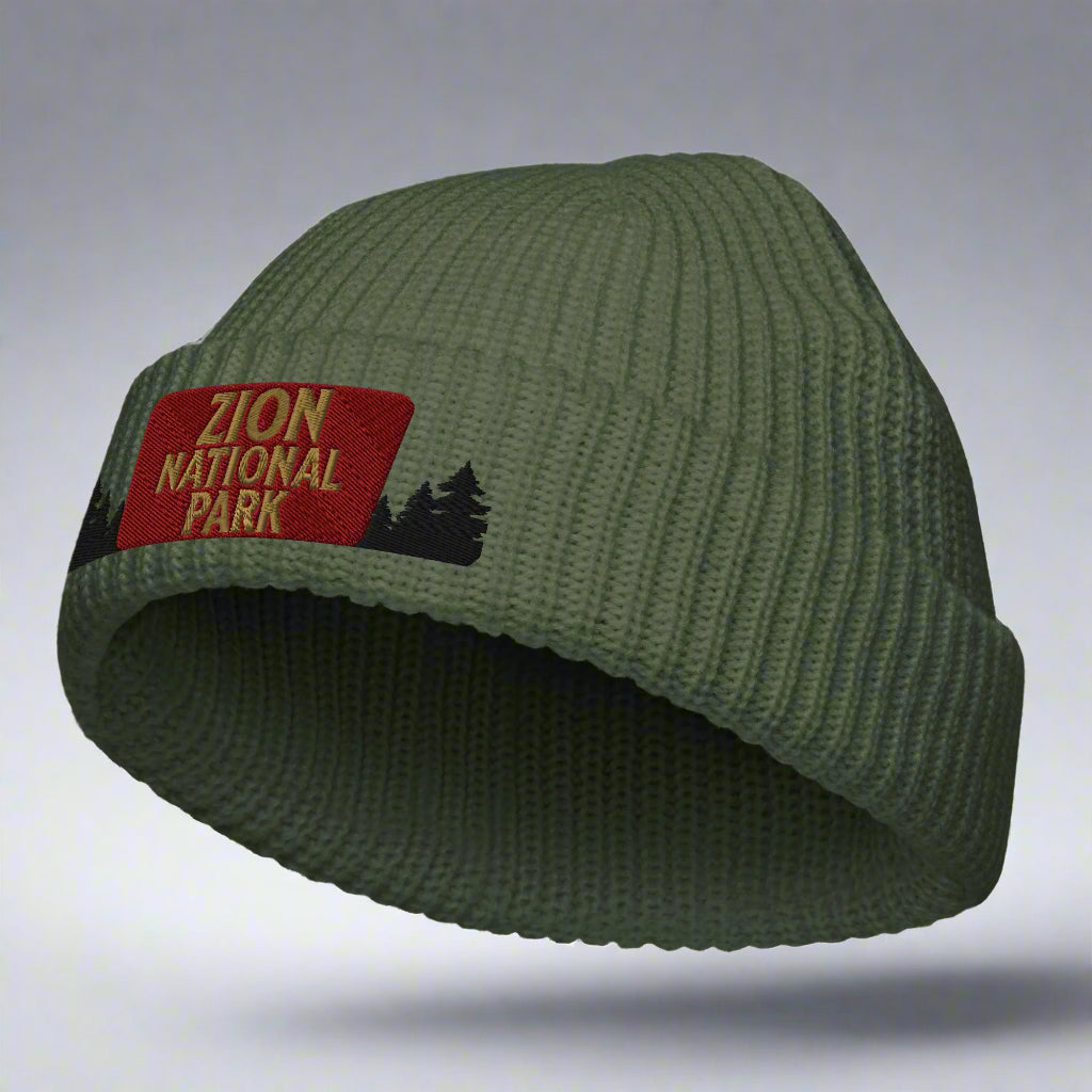 Zion National Park Sign Embroidered Beanie