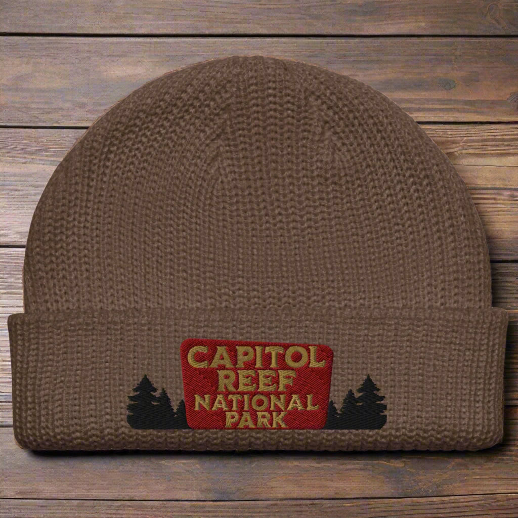 Capitol Reef National Park Sign Wharf Style Beanie