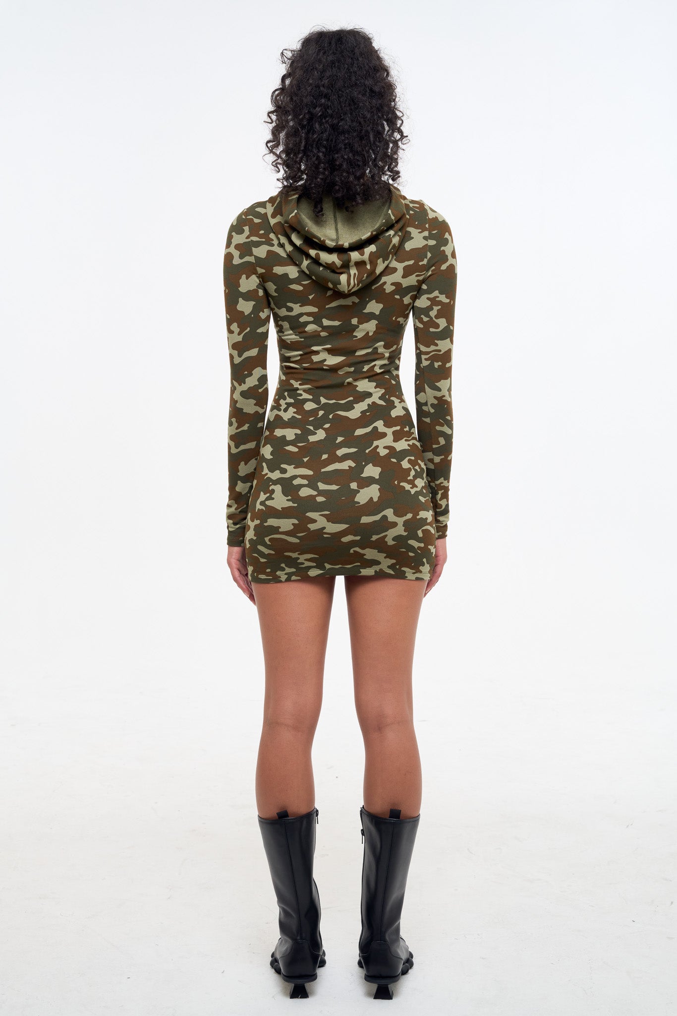 Camo Hooded Dress - Olive