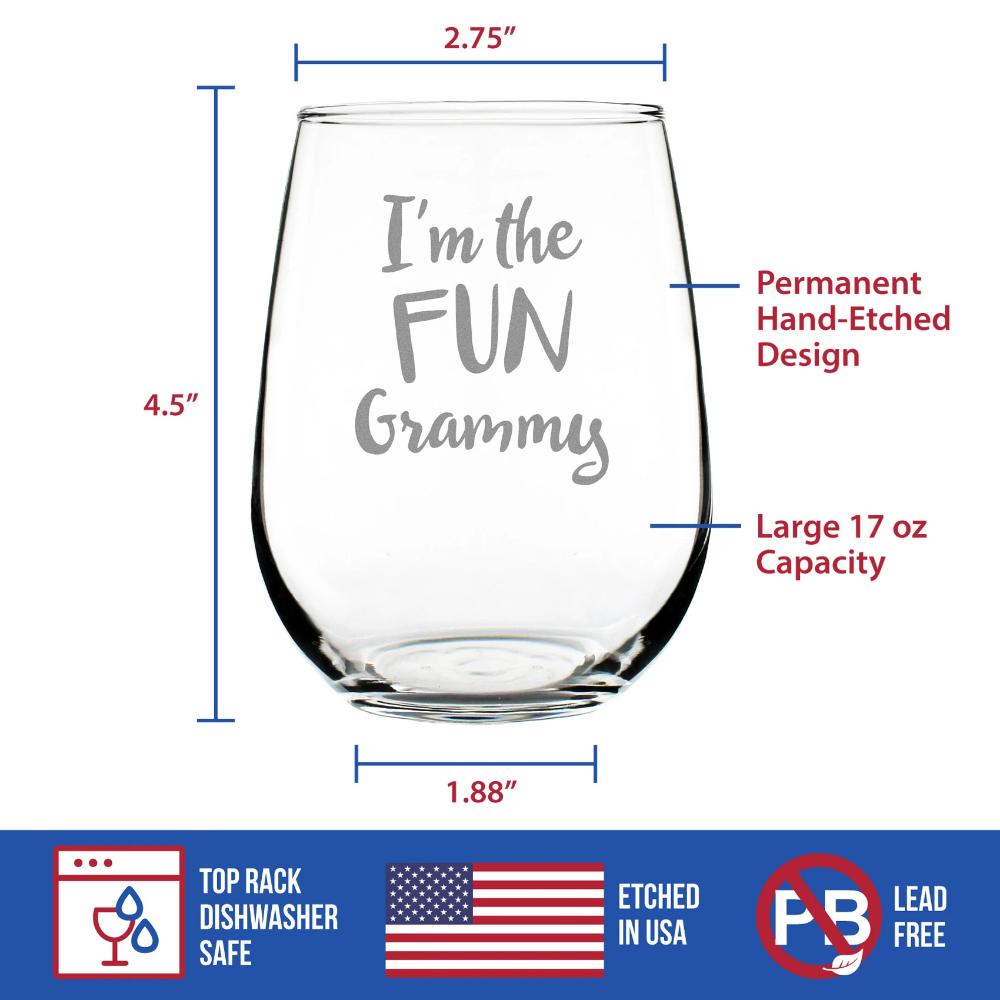 I'm the Fun Grammy- 17 Ounce Stemless Wine Glass