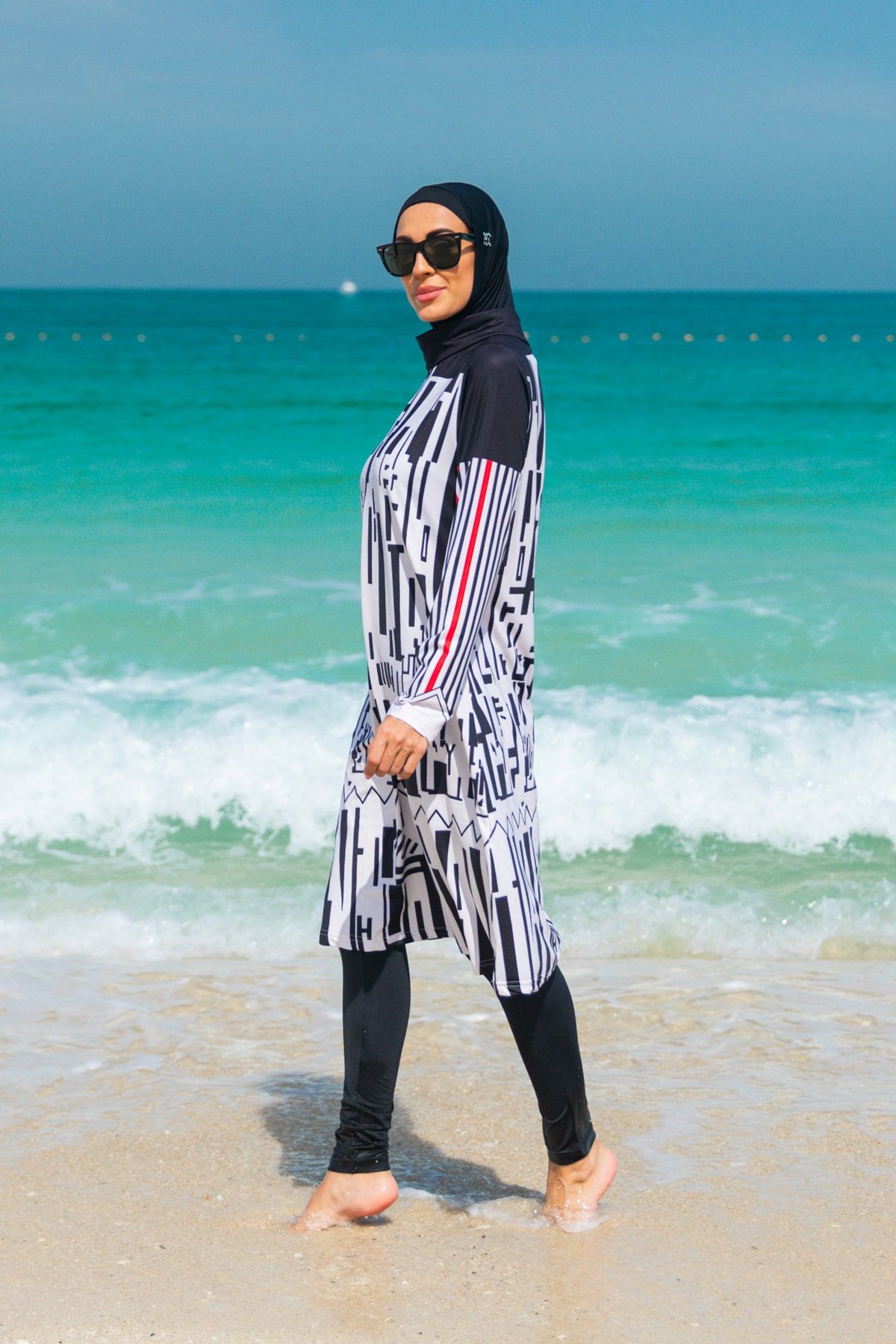 Lycra Black Burkini Modest Swimwear M2302