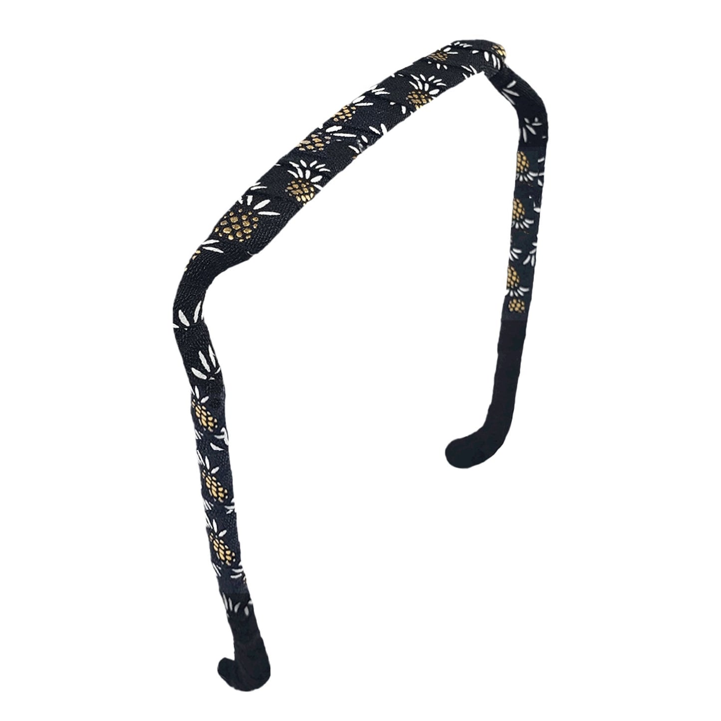Gold and White Pineapples on Black Headband