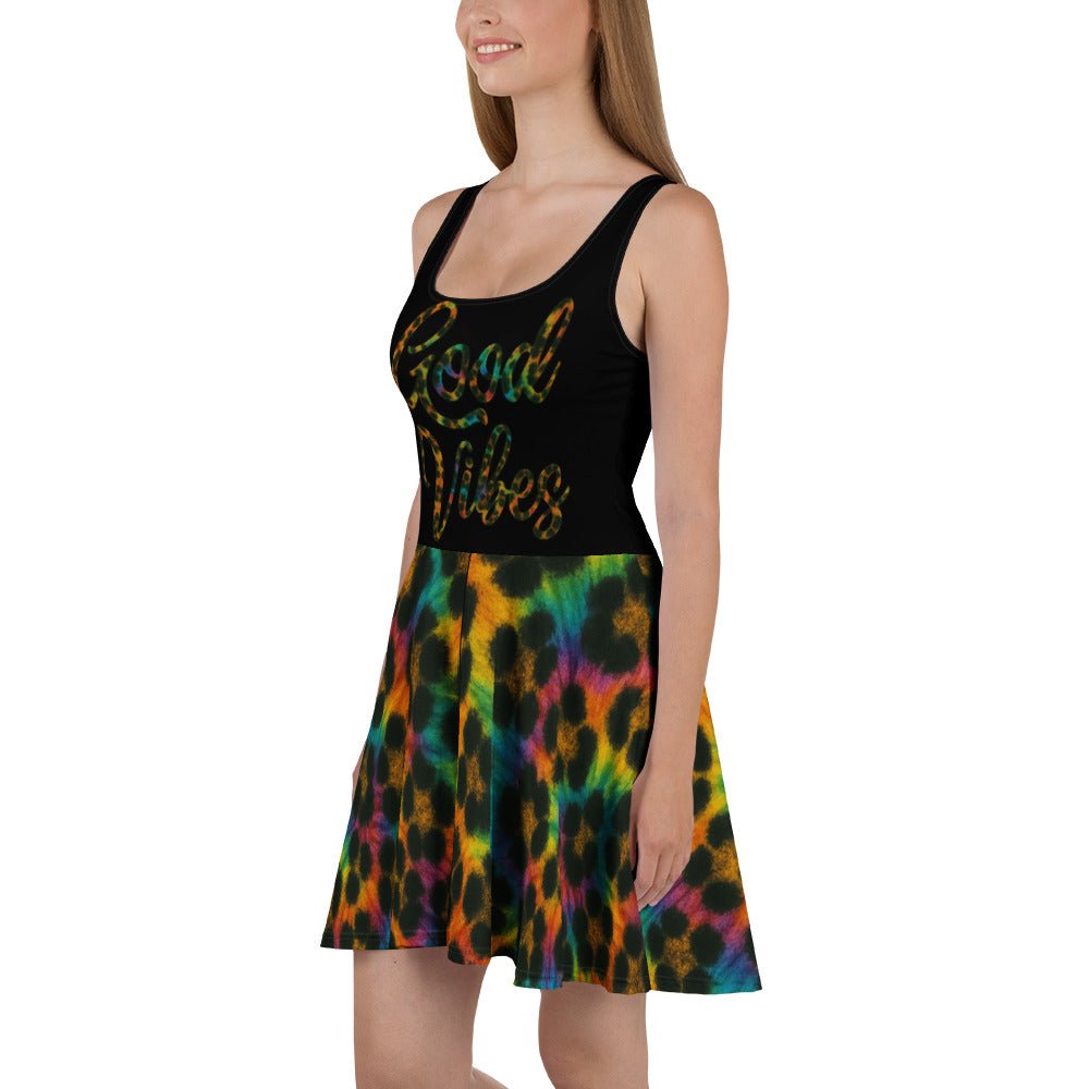 Good Vibes Cheetah Tie-dye Skater Dress