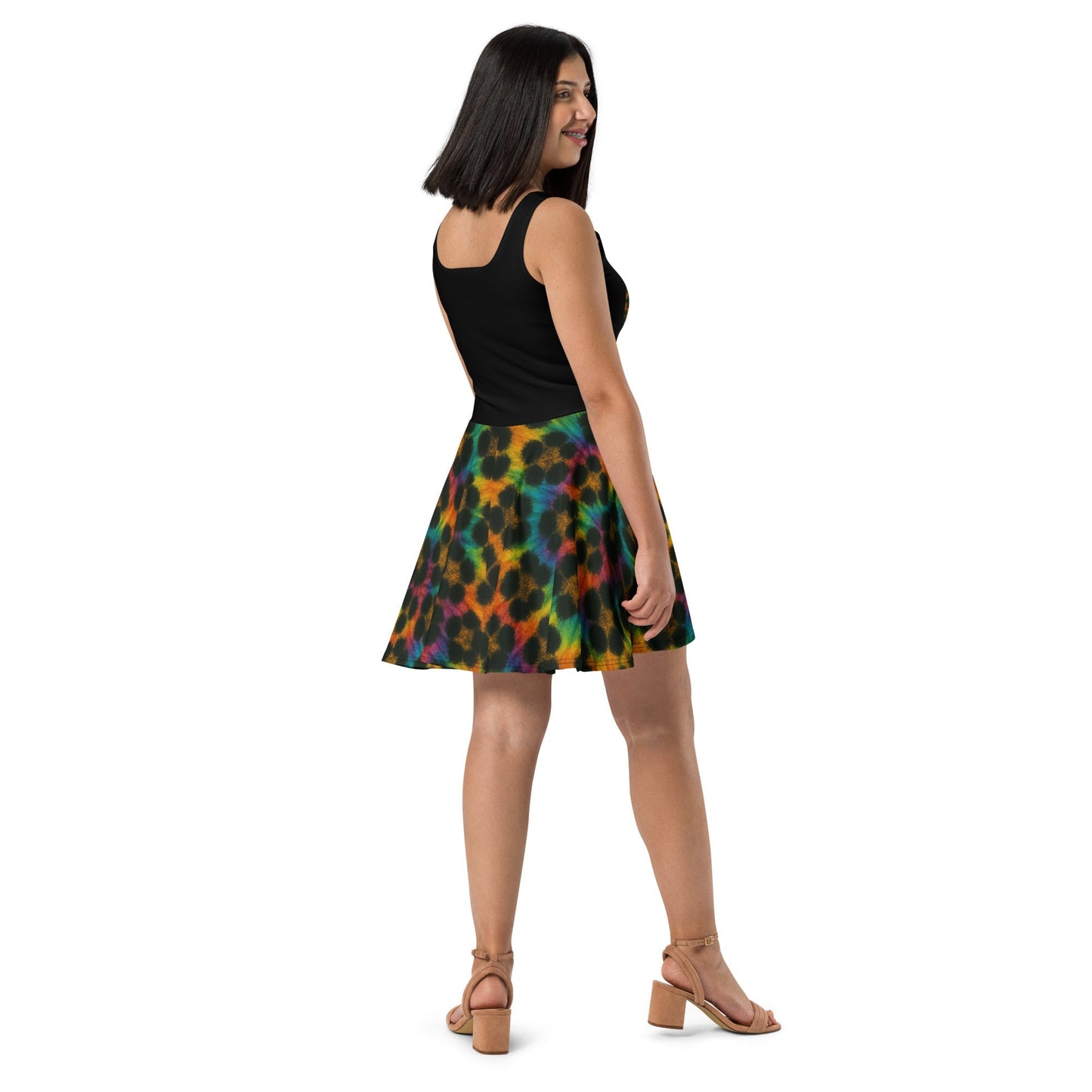 Good Vibes Cheetah Tie-dye Skater Dress