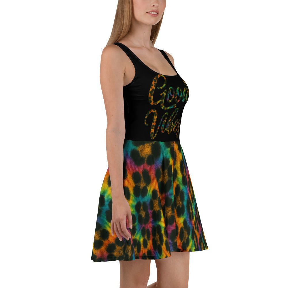Good Vibes Cheetah Tie-dye Skater Dress
