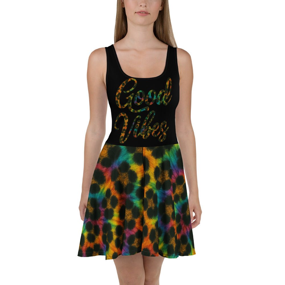 Good Vibes Cheetah Tie-dye Skater Dress