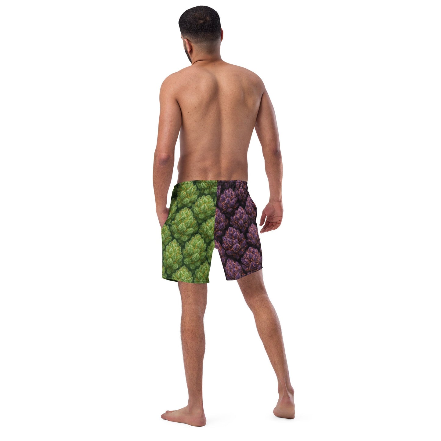 Green and purple weed Swim Trunks