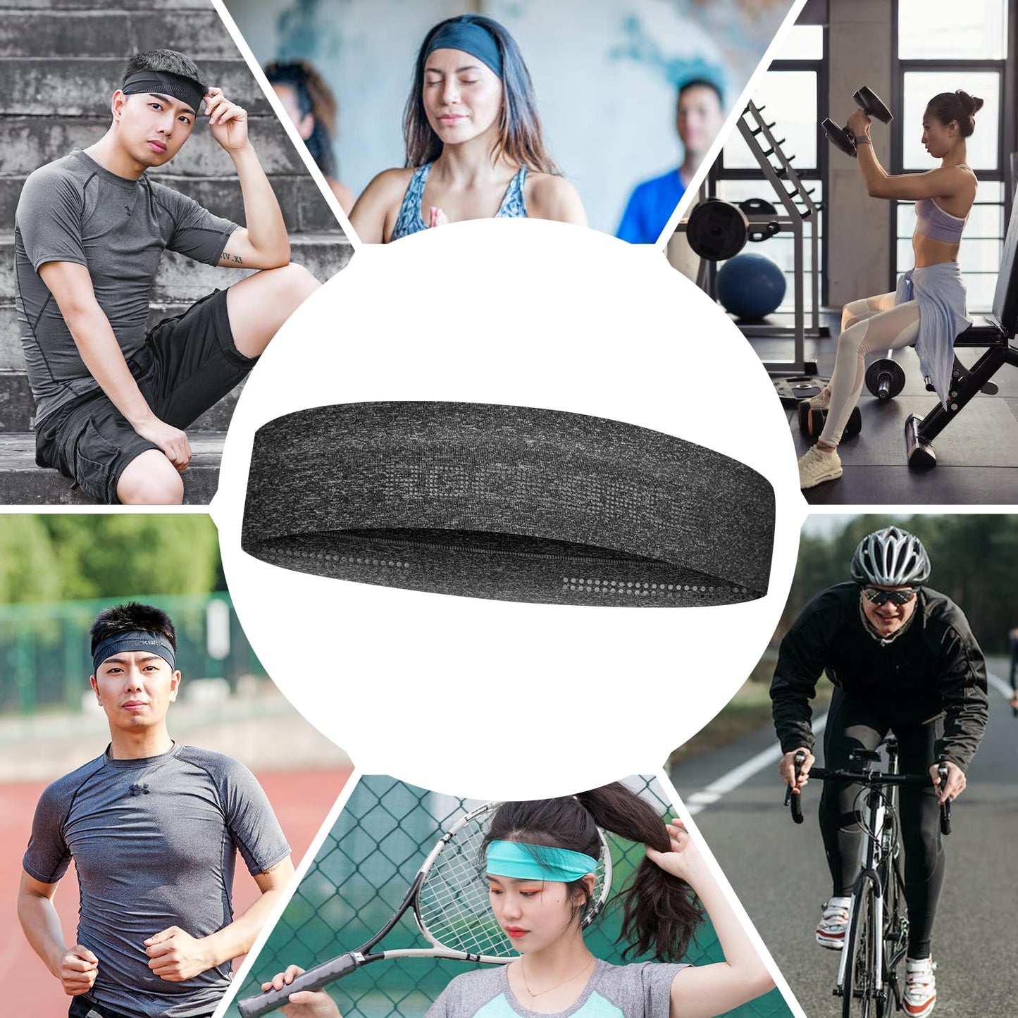 ROCKBROS Elastic Non-Slip Headband for Men Women Soft Sweatband for Running, Yoga Workouts