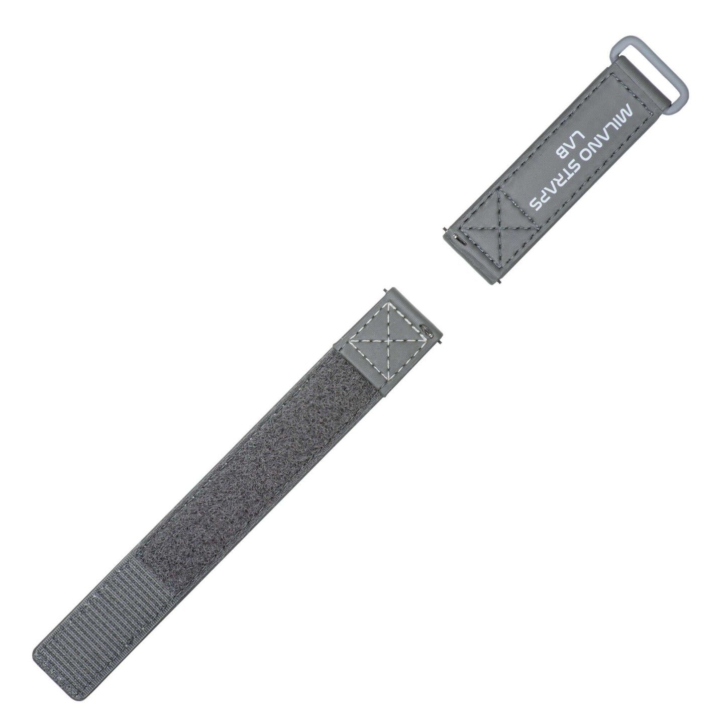 Grey Velcro® Watch Band Ecru Stitches 20mm