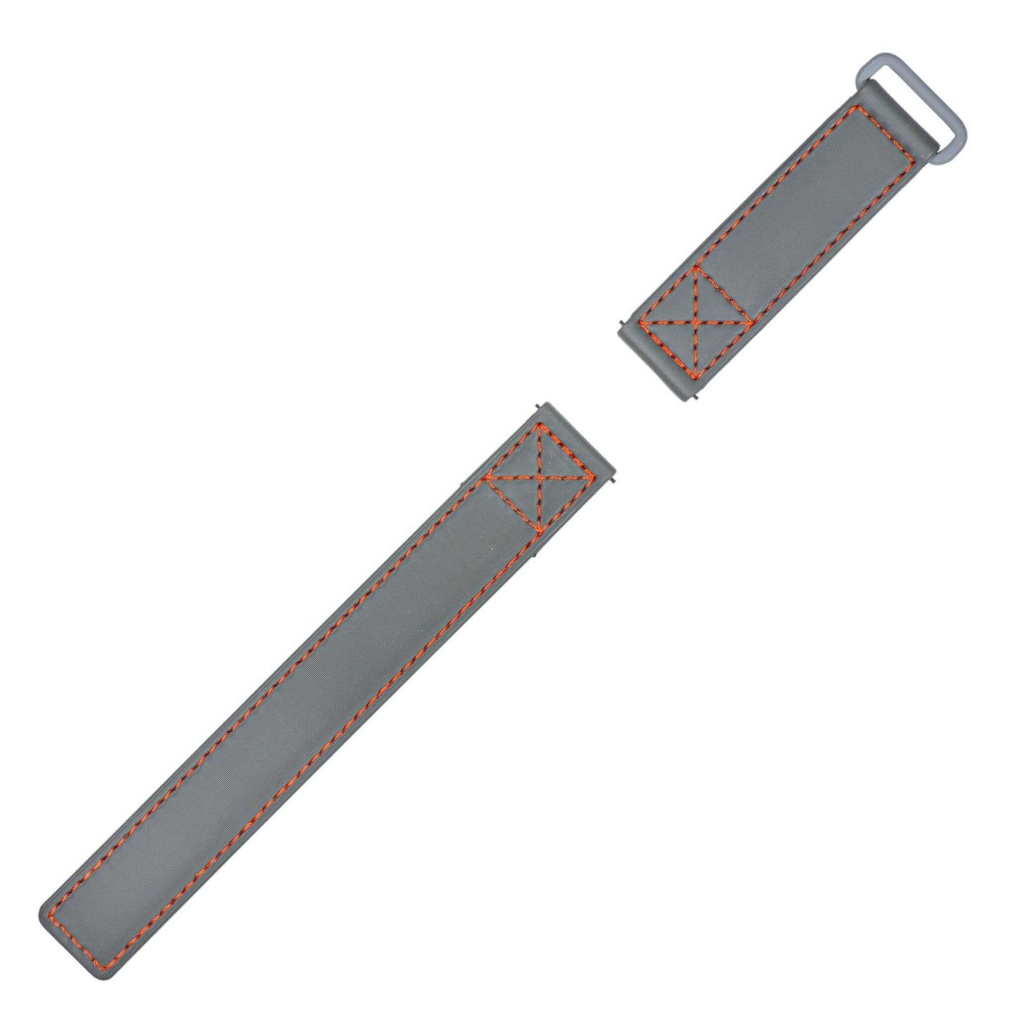 Grey Velcro® Watch Band Red Stitches 20mm