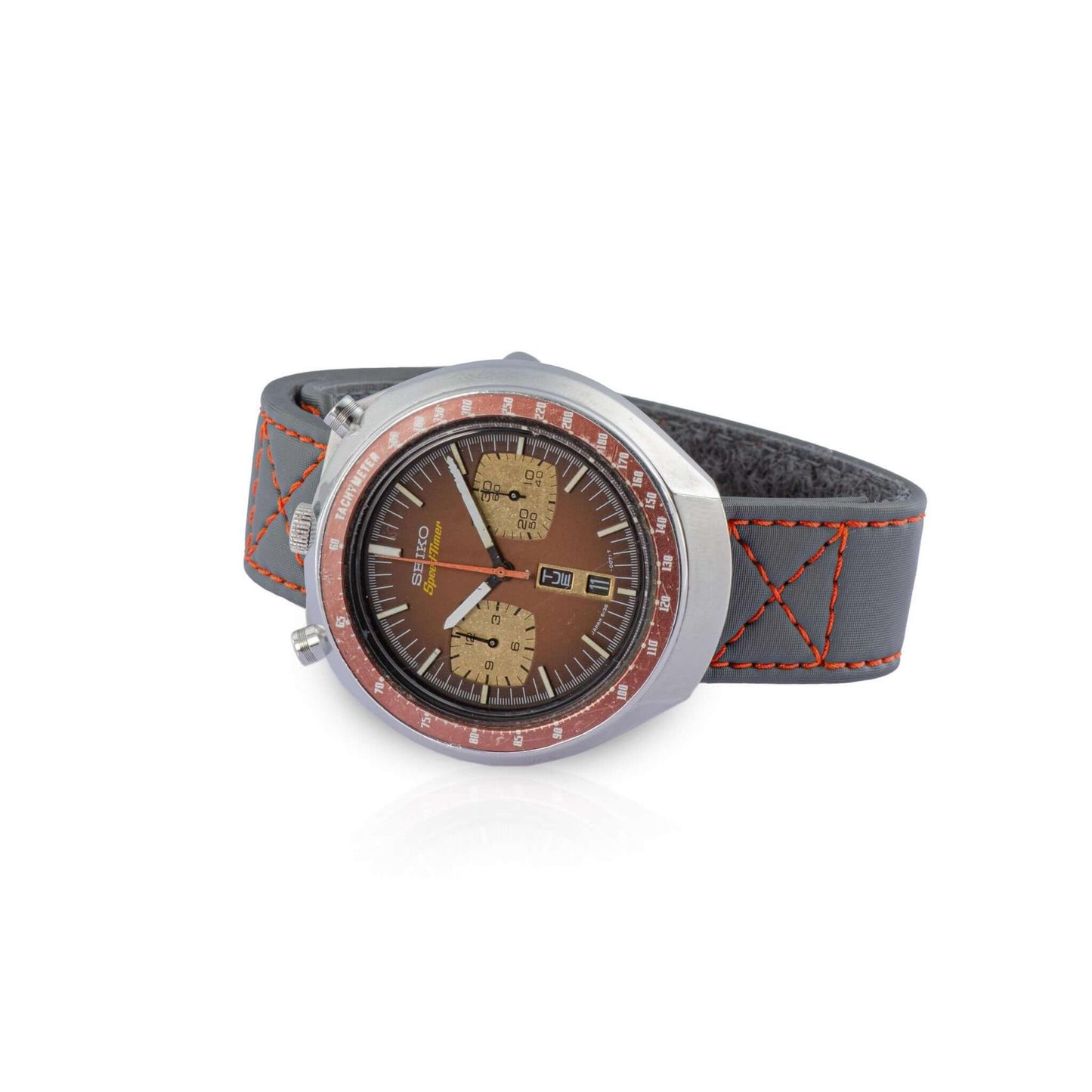 Grey Velcro® Watch Band Red Stitches 20mm
