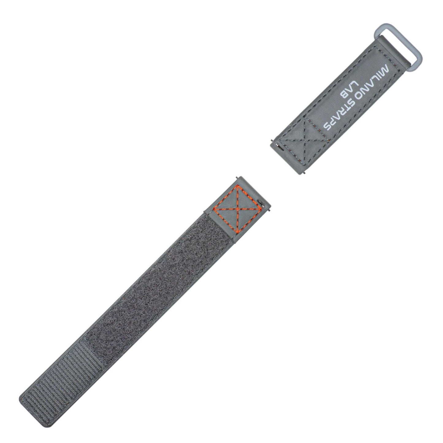 Grey Velcro® Watch Band Red Stitches 20mm
