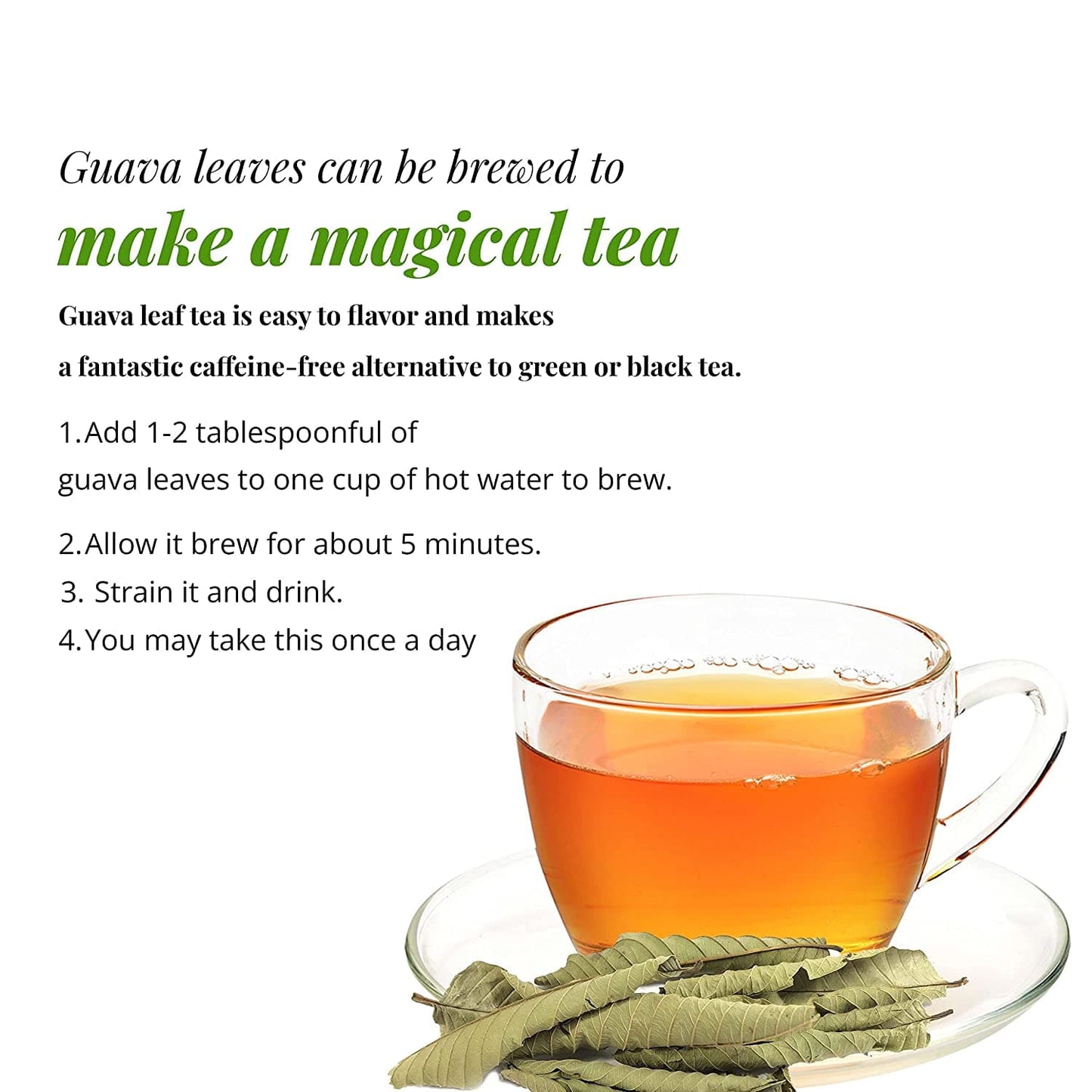 Akshit Dried Guava Leaves ( Hojas De Guayaba ) - 2.6 oz | Pure Guava Leaf for Tea | Feuilles de goyave | Caffeine free, Non GMO, Gluten-free, bio Akshit