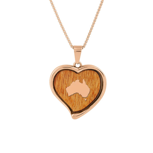 Gum Burl Heart Necklace - Rose Gold