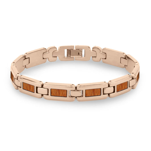 Gum Burl Men's Link Bracelet - Rose Gold