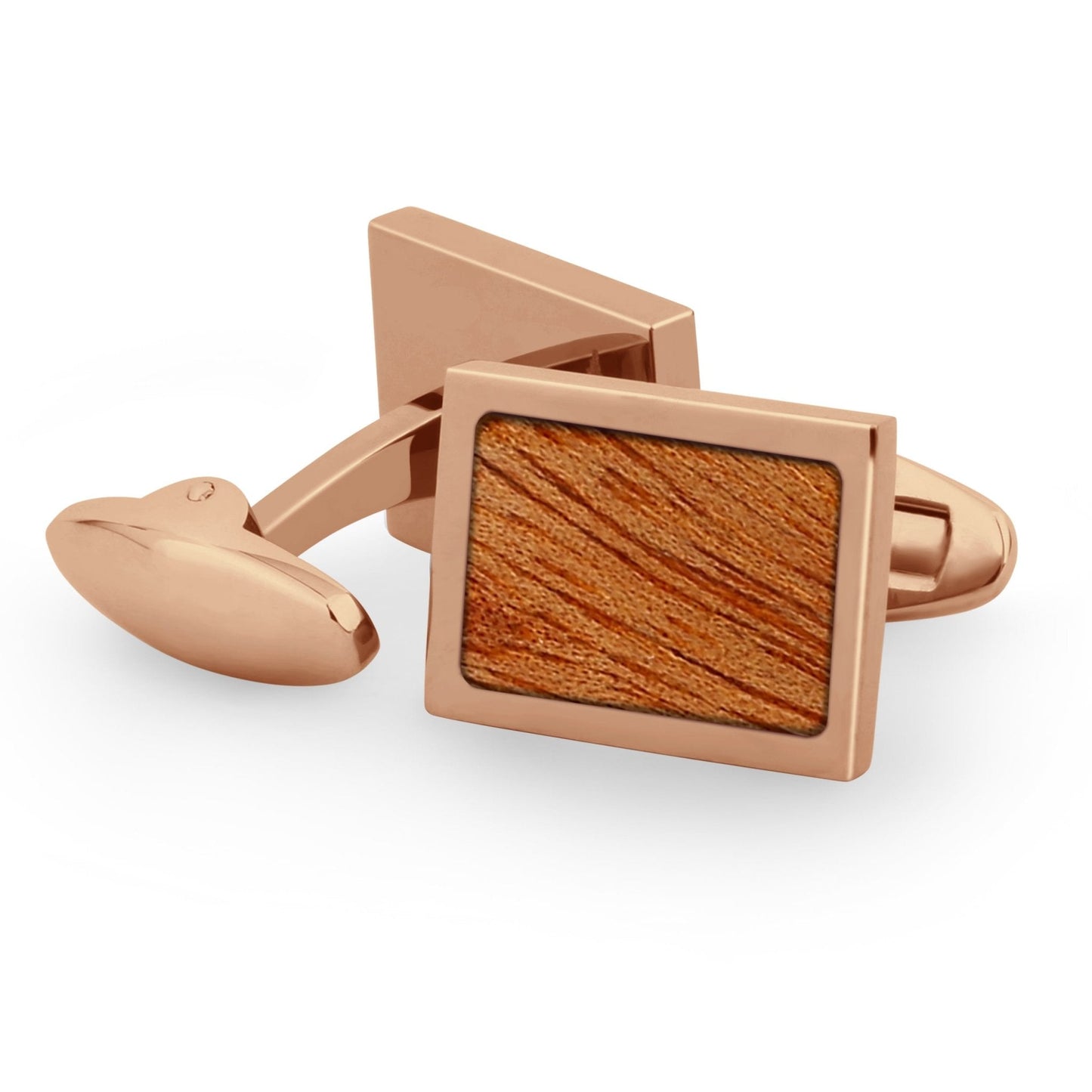 Gum Burl Rectangular Cufflinks - Rose Gold