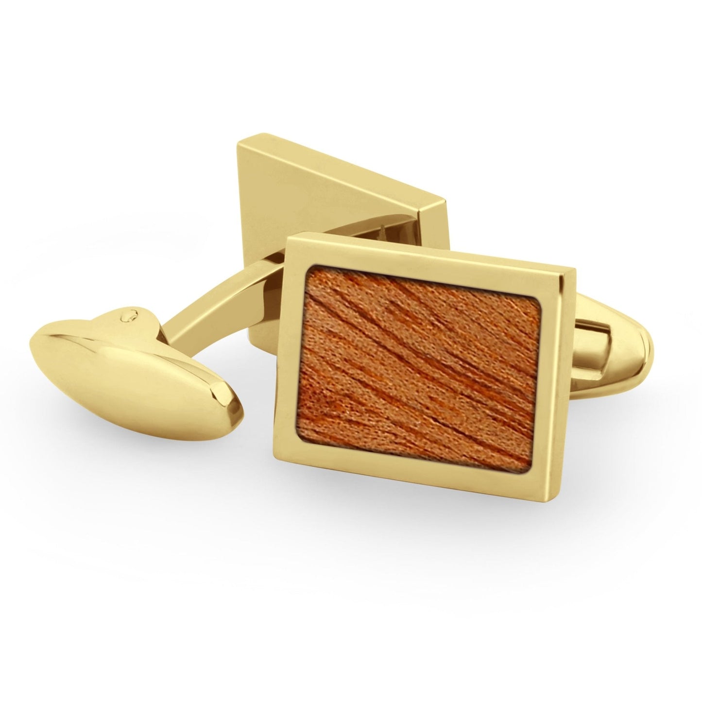 Gum Burl Rectangular Cufflinks - Yellow Gold
