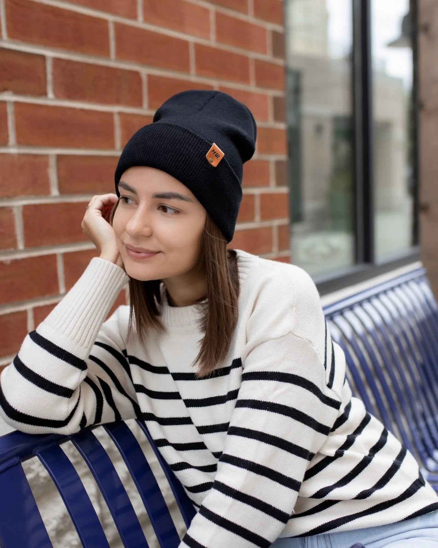 HAAKWEAR Midnight Black Beanie Hat - Classic Cuffed Knit - Made in USA