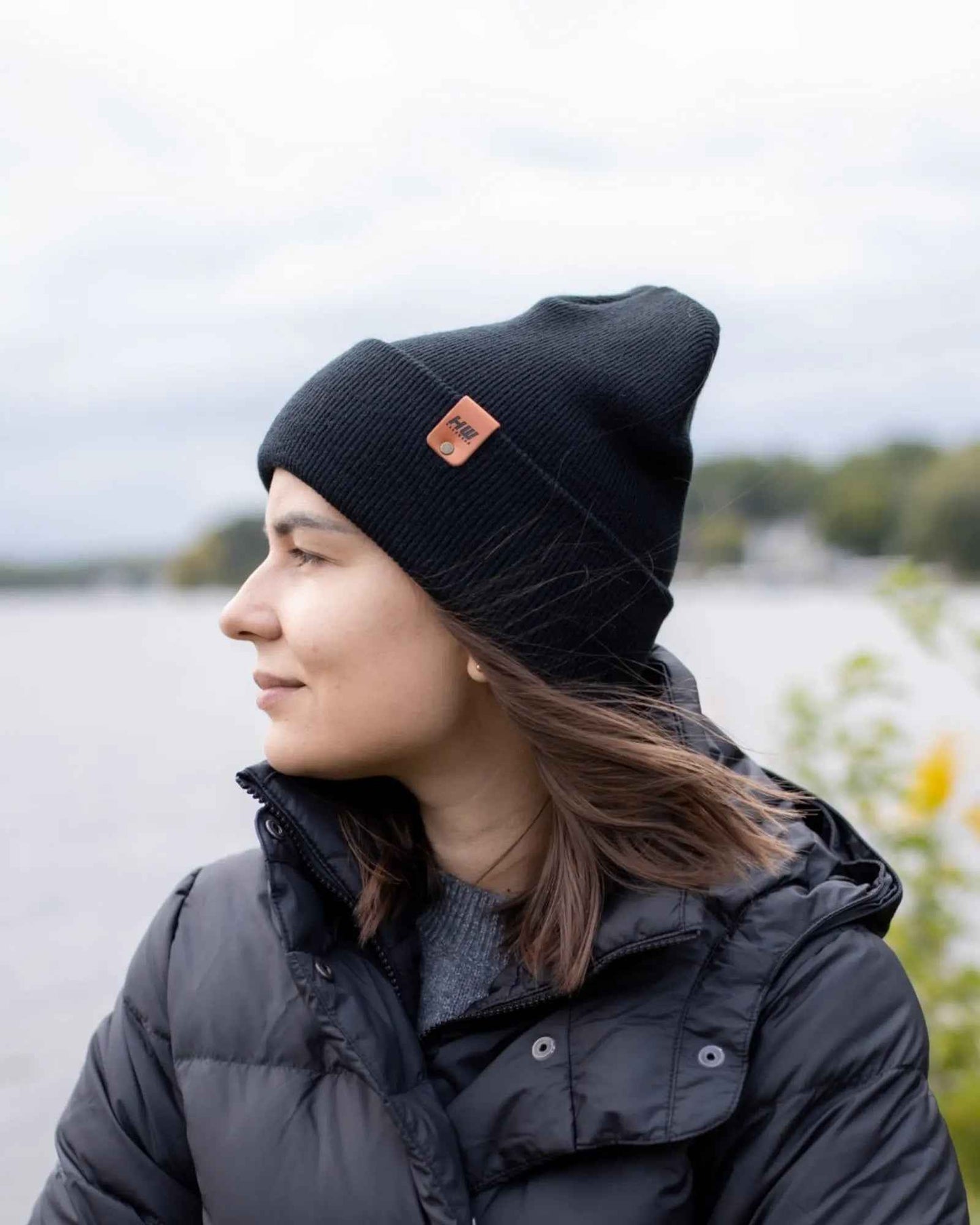 HAAKWEAR Midnight Black Beanie Hat - Classic Cuffed Knit - Made in USA