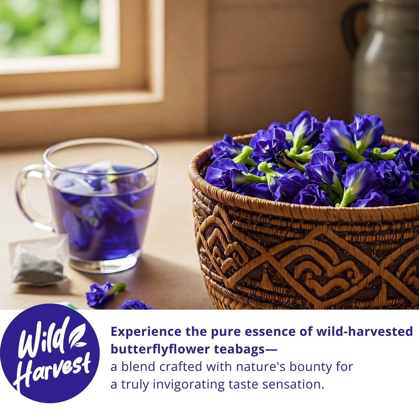 Akshit Butterfly Pea Flower ( Blue Tea ) - 75 Tea Bags, Natural Dried Butterfly Pea Flowers, Caffeine-Free,  NON-GMO