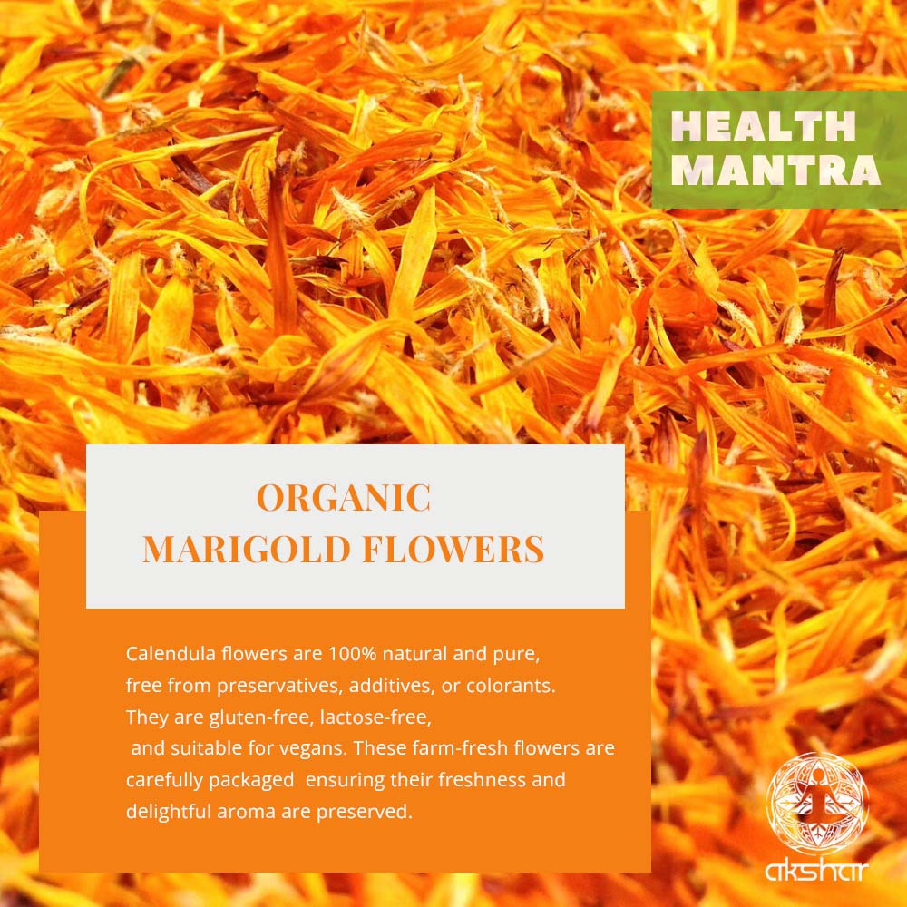 Dried Marigold Calendula flowers, Calendula Tea, 2.6oz I Calendula Officinalis | Caléndula pétalos I Akshit Pétales de Souci Bio | Flor De Calendula