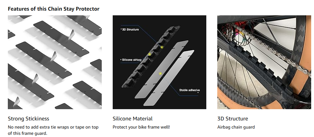 ENLEE Bike Chainstay Protector, MTB Silicone Chain Stay Frame Guard, Road Bicycle Chain Pad - Protect Your Bike Frame from Scratch by Chain