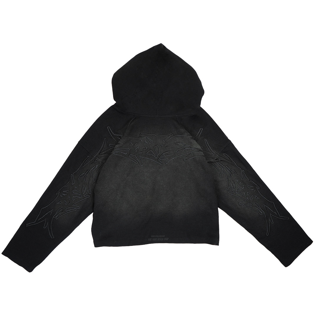 X-RAY THERMAL KNIT HOODIE V2 ( SHADOW BLACK )