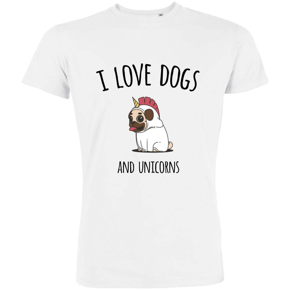 I Love Dogs And Unicorns Men's Organic Tee