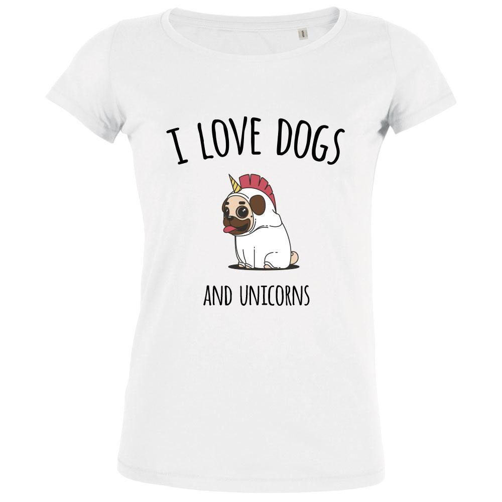 I Love Dogs And Unicorns Women's Organic Tee