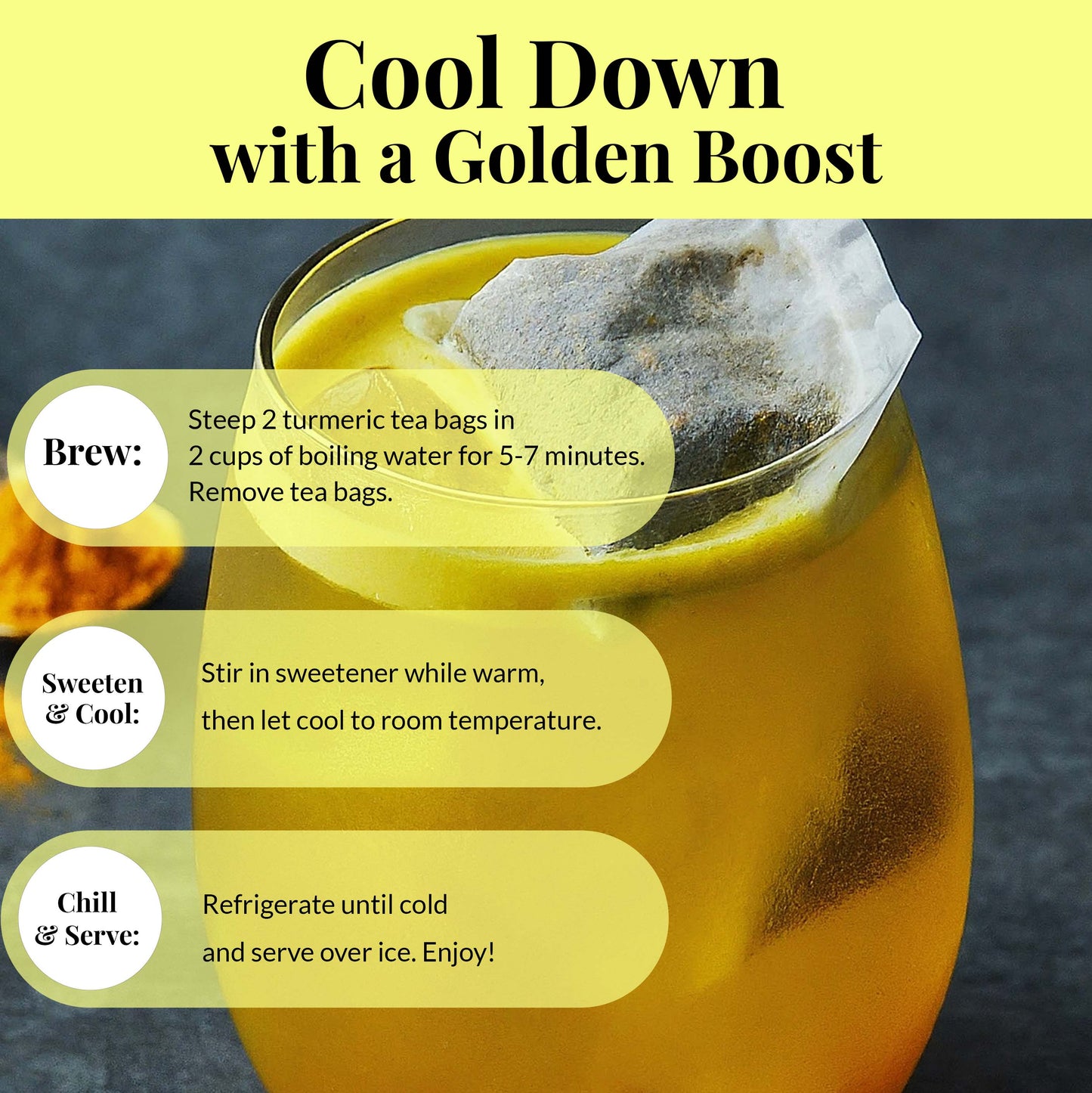 Akshit 75 Natural Turmeric Tea Bags,Turmeric Black Pepper Tea Blend, Te De Curcuma, Pure Tumeric Tea blend, Caffeine Free Herbal Tea, Non-Gmo. Pack of 1